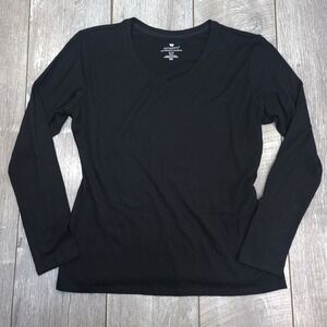 Segments Womens Baselayer Shirt Size XL Black Outdoor Hiking Merino Wool